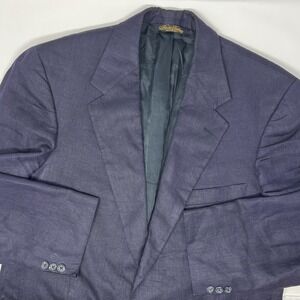 Brooks Brothers 100% Linen Blazer 44R Navy Blue 2 Button Front